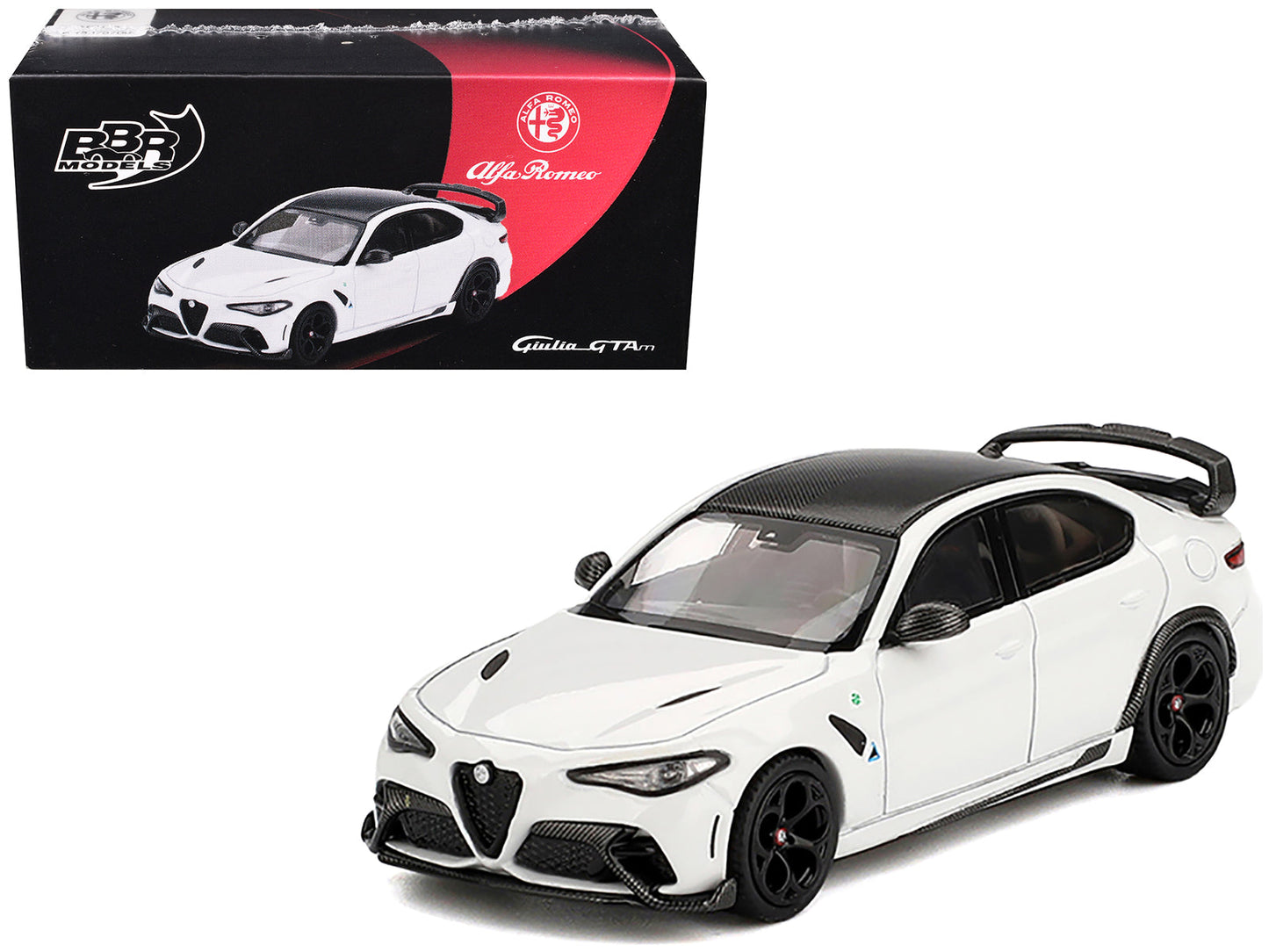 Alfa Romeo Giulia GTAm White with Carbon Top 1/64 Diecast Model Car