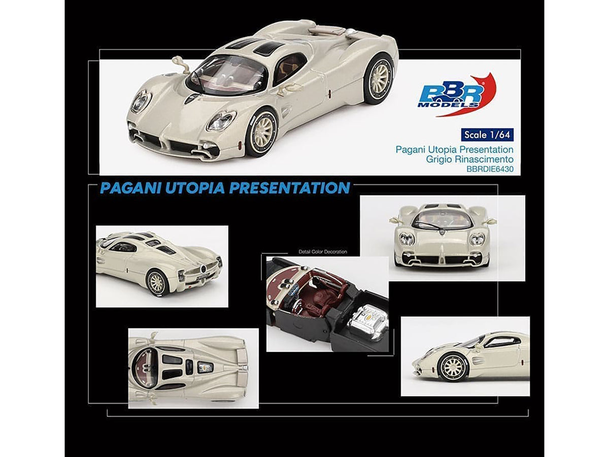 Pagani Utopia Presentation Grigio Rinascimento Silver 1/64 Diecast Model Car