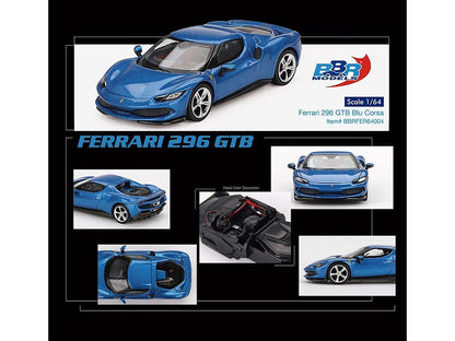 Ferrari 296 GTB Blue Corsa 1/64 Diecast Model Car