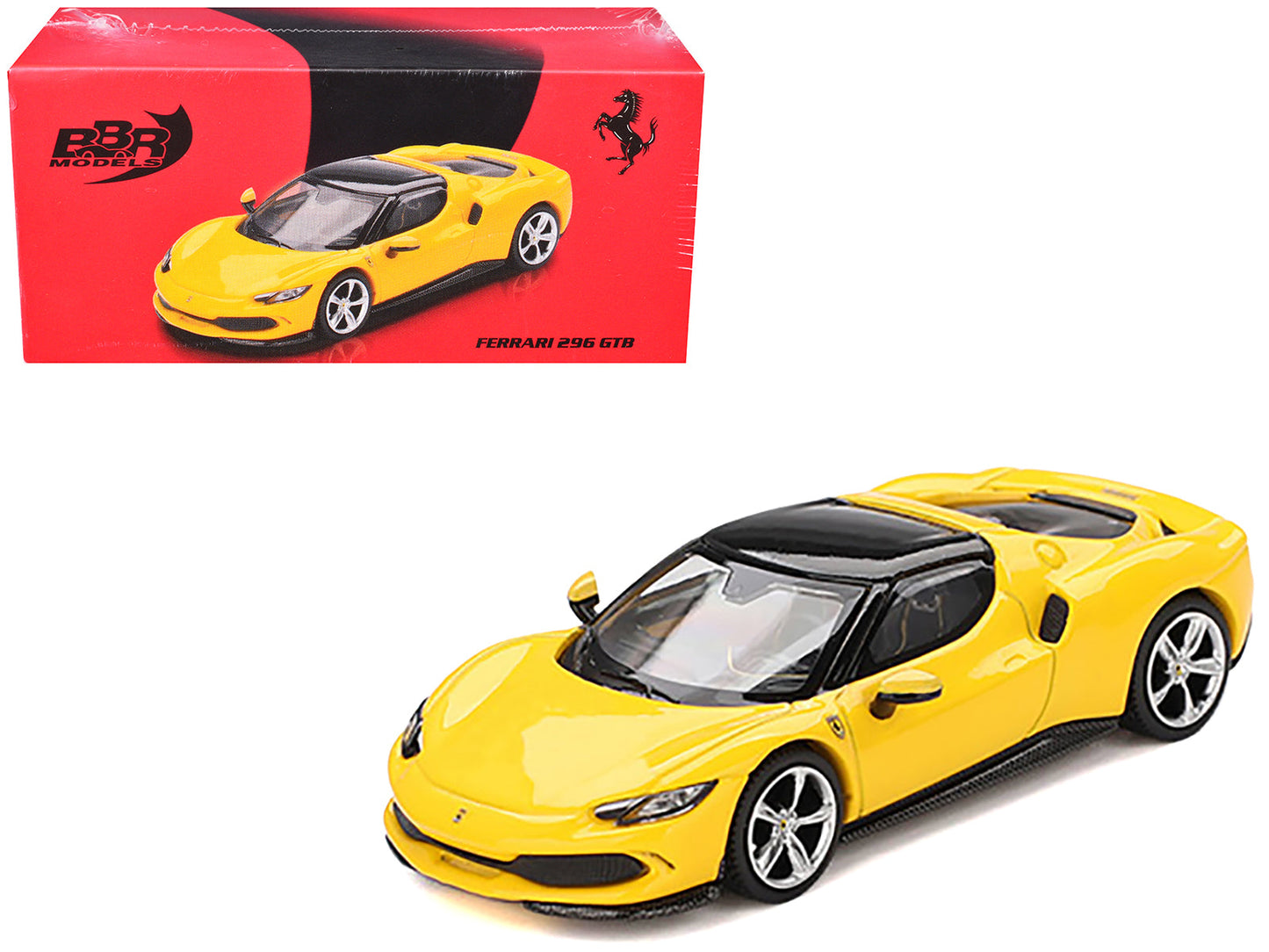 Ferrari 296 GTB Giallo Modena Yellow with Black Top 1/64 Diecast Model Car