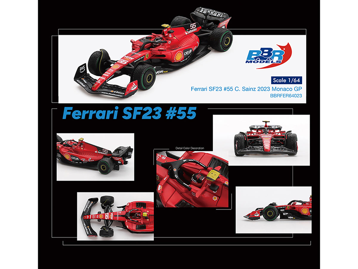Ferrari SF-23 #55 Carlos Sainz Formula One F1 "Monaco GP" (2023) 1/64 Diecast Model Car