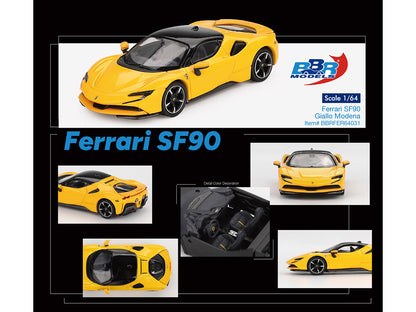 Ferrari SF90 Giallo Modena Yellow with Black Top 1/64 Diecast Model Car