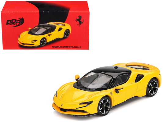 Ferrari SF90 Giallo Modena Yellow with Black Top 1/64 Diecast Model Car