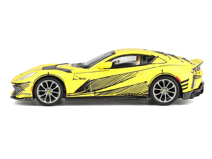 Ferrari 812 Competizione Matt Yellow with Graphics and Yellow Interior "Tailor Made" 1/64 Diecast Model Car