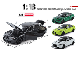 BMW M3 CS LCI Lime Green Metallic with Matt Black Top and Hood Stripes 1/18 Diecast Model Car