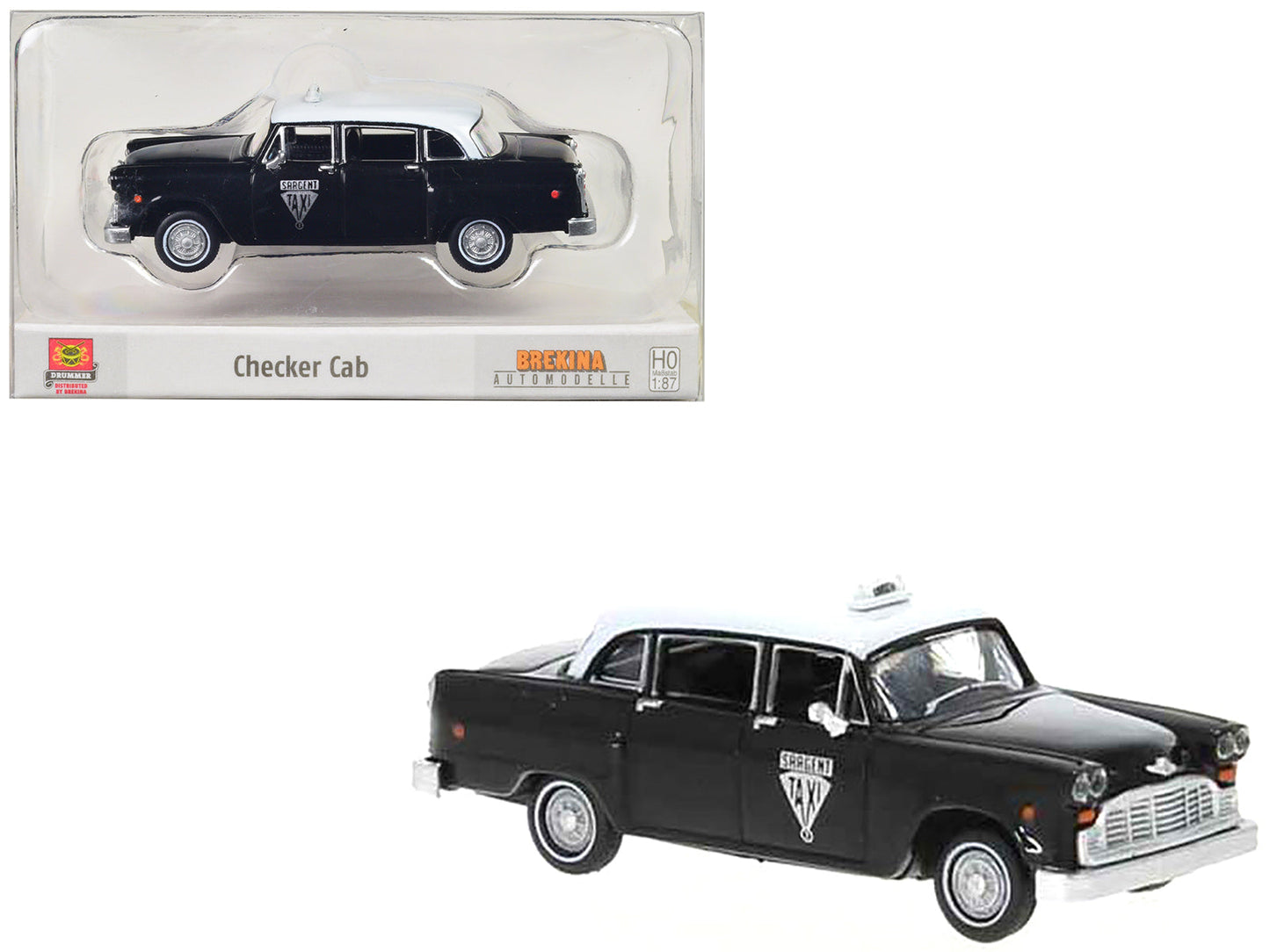 1974 Checker Cab Black and White "Winnipeg" 1/87 (HO) Scale Model Car
