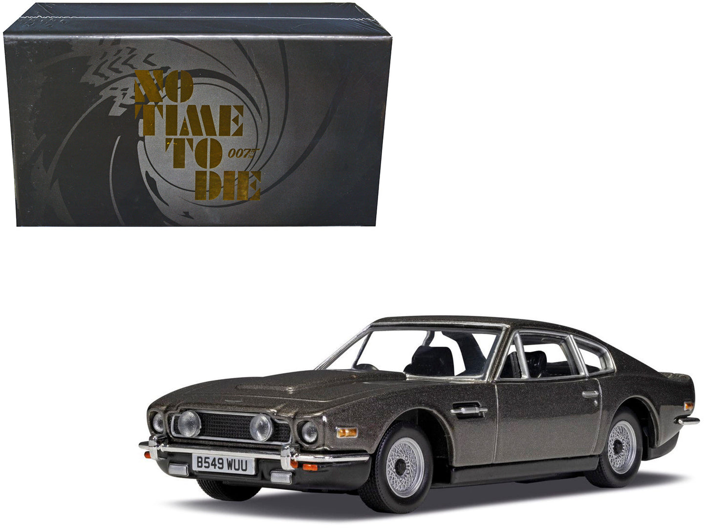 Aston Martin V8 RHD (Right Hand Drive) Black Metallic James Bond 007 "No Time To Die" (2021) Movie Diecast Model Car