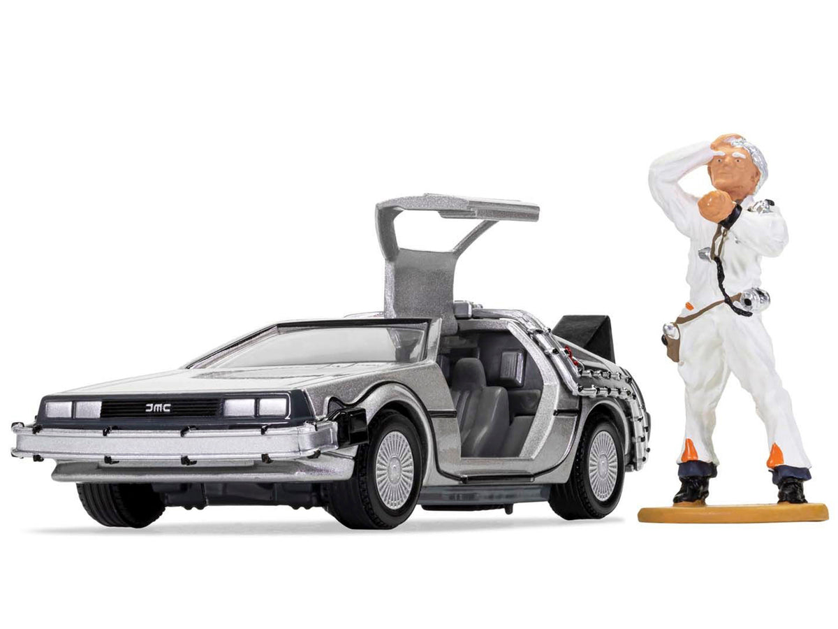 DMC DeLorean Time Machine with Doc Brown Figure "Back to the Future" (1985) Movie Diecast Model Car