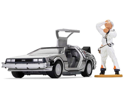 DMC DeLorean Time Machine with Doc Brown Figure "Back to the Future" (1985) Movie Diecast Model Car