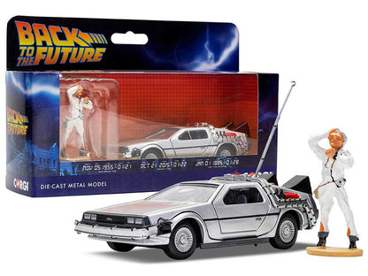 DMC DeLorean Time Machine with Doc Brown Figure "Back to the Future" (1985) Movie Diecast Model Car