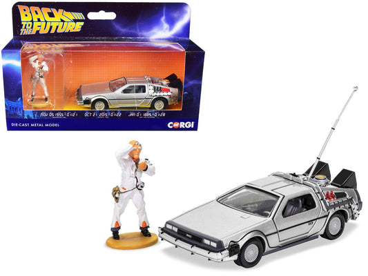 DMC DeLorean Time Machine with Doc Brown Figure "Back to the Future" (1985) Movie Diecast Model Car