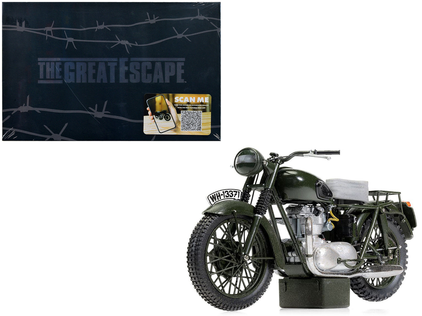 Triumph TR6 Trophy Motorcycle Dark Green (Weathered) "The Great Escape" (1963) Movie Diecast Model