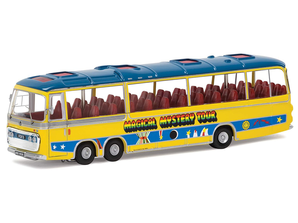 The Beatles "Magical Mystery Tour" Bus Yellow with Blue Top and Graphics Diecast Model Car