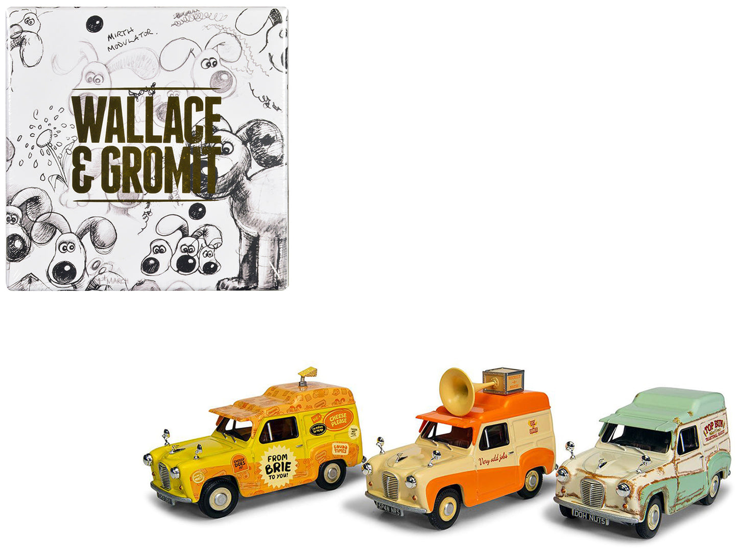 "Wallace & Gromit" Austin A35 Van Collection Set of 3 Pieces Diecast Model Cars