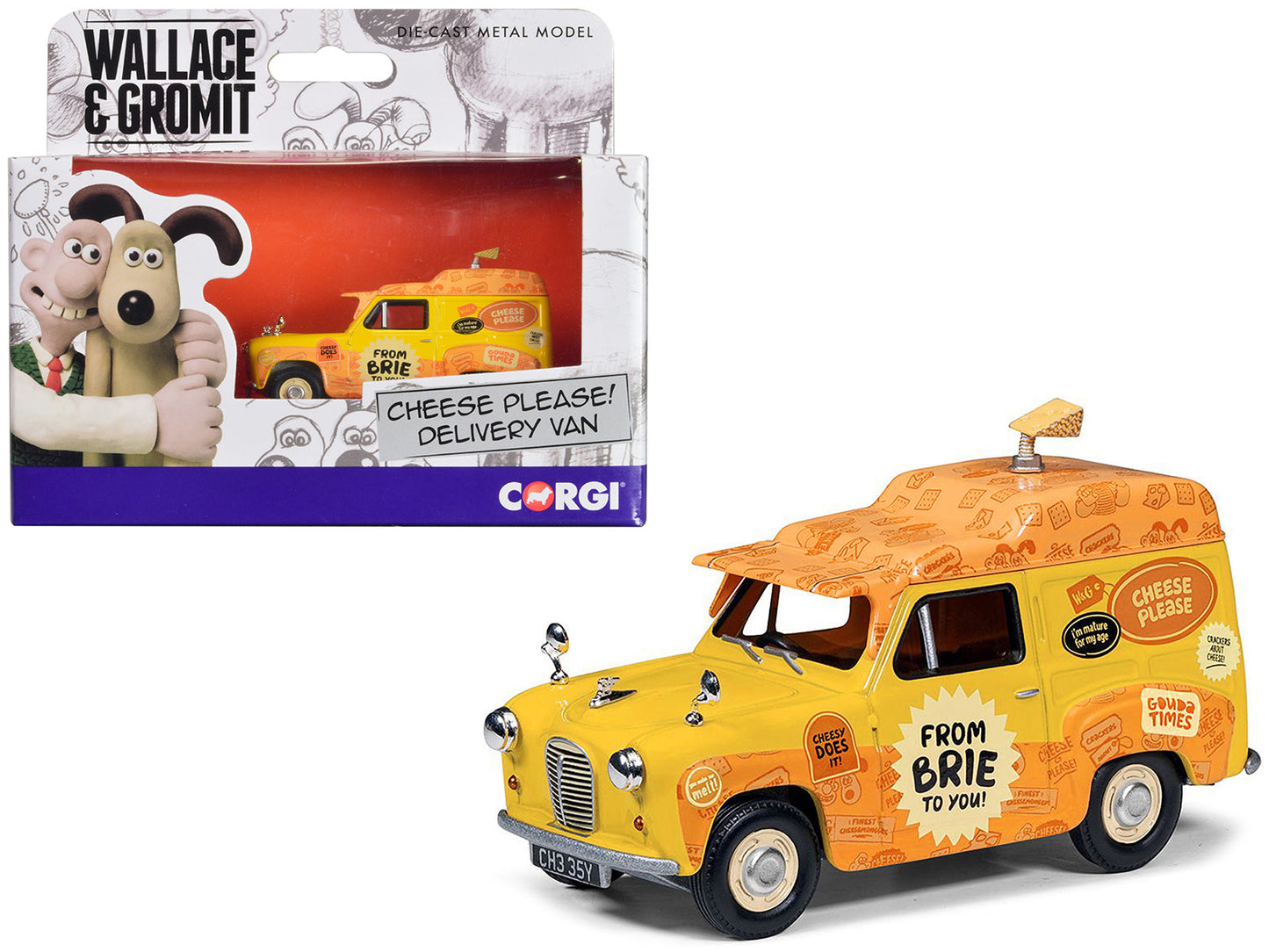 Austin A35 Van RHD (Right Hand Drive) Yellow "Cheese Please" "Wallace & Gromit" Diecast Model Car