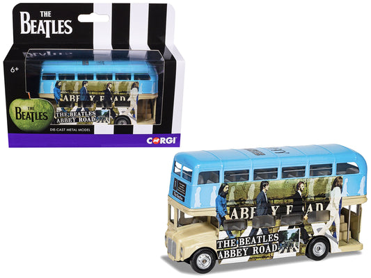 The Beatles London Double Decker Bus "Abbey Road" Blue and Beige Diecast Model Car