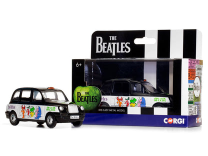 The Beatles London Taxi RHD (Right Hand Drive) "Ob-La-Di Ob-La-Da" Black and White with Graphics Diecast Model
