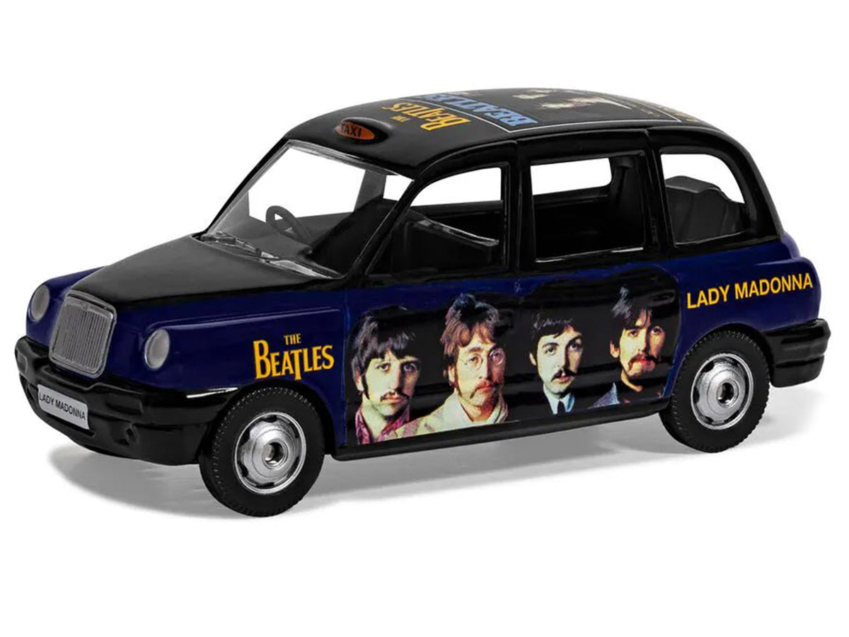 The Beatles London Taxi RHD (Right Hand Drive) "Lady Madonna" Black and Dark Blue with Graphics Diecast Model