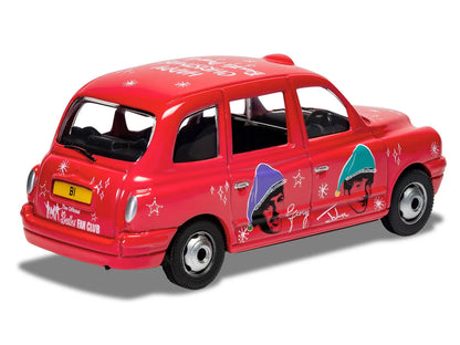 The Beatles London Taxi RHD (Right Hand Drive) "Christmas Taxi" Red with Graphics Diecast Model