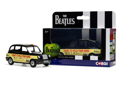 The Beatles London Taxi RHD (Right Hand Drive) "I Want To Hold Your Hand" Black and Cream with Graphics Diecast Model