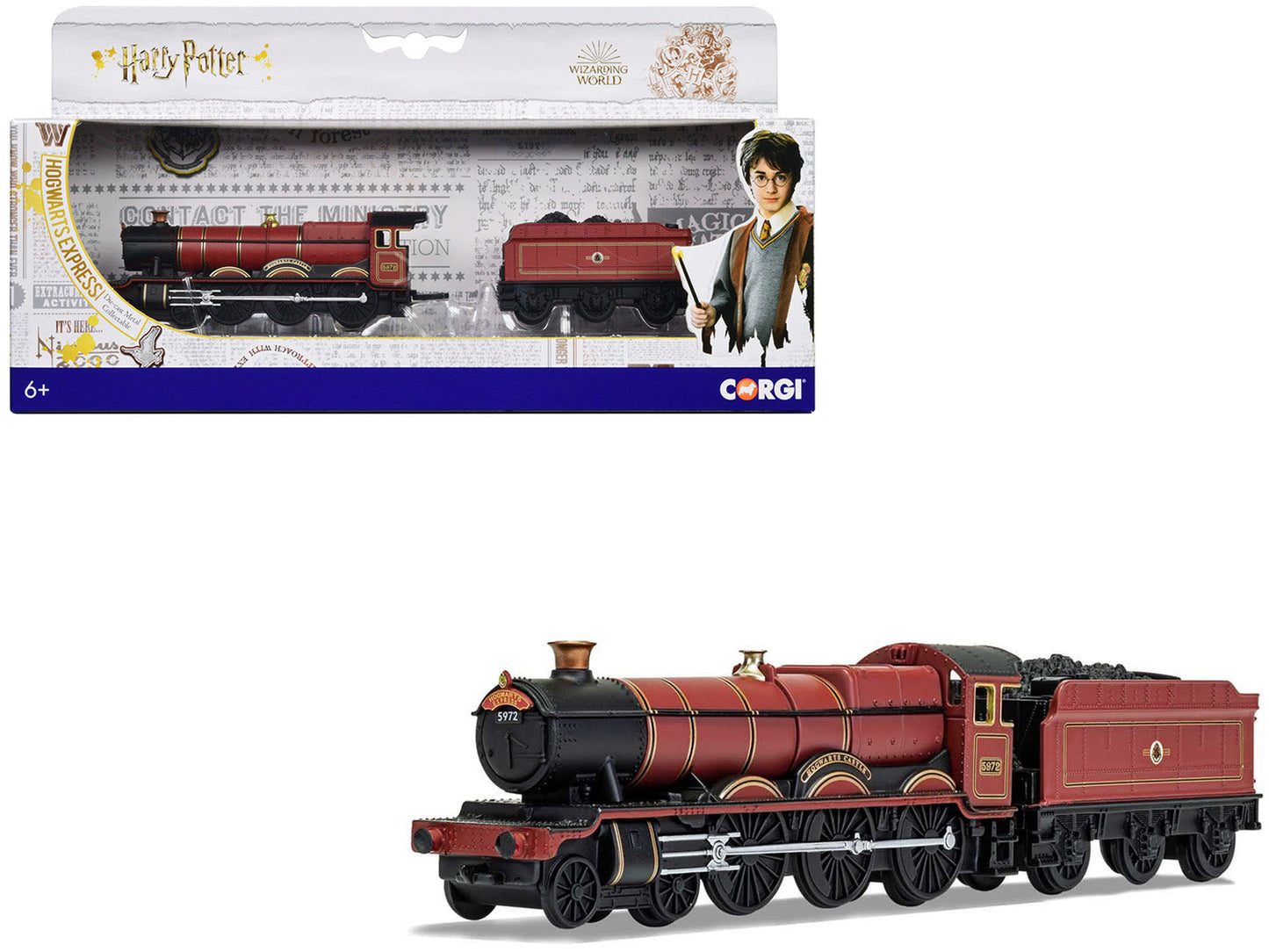 Hogwarts Express Locomotive with Coal Train Car "Harry Potter" Movie Series 1/100 Diecast Model