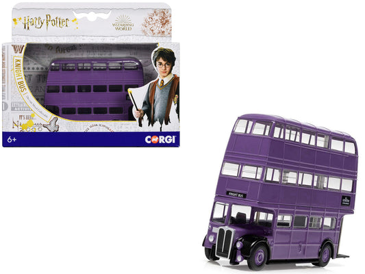 "Knight Bus" Triple Decker Bus Purple "Harry Potter" Movie Series Diecast Model