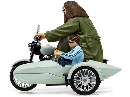 Motorcycle and Sidecar Light Green with Harry and Hagrid Figures "Harry Potter and the Deathly Hallows Part 1" (2010) Movie Diecast Motorcycle Model