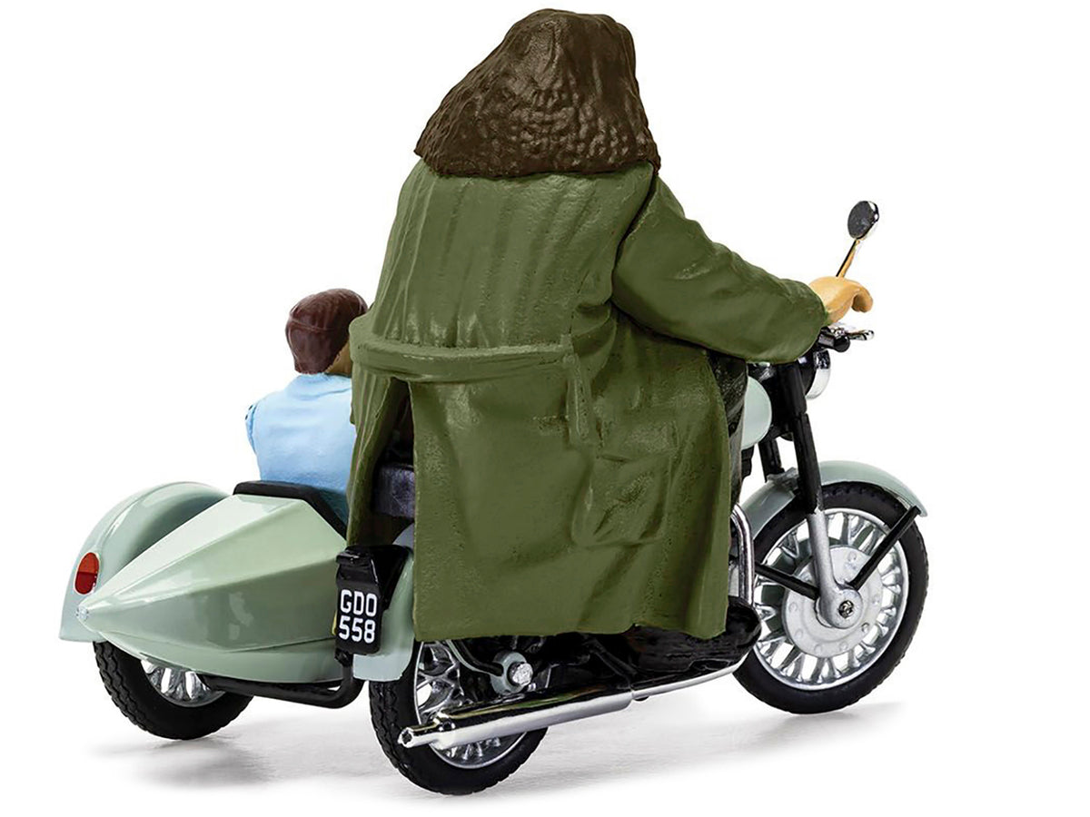 Motorcycle and Sidecar Light Green with Harry and Hagrid Figures "Harry Potter and the Deathly Hallows Part 1" (2010) Movie Diecast Motorcycle Model