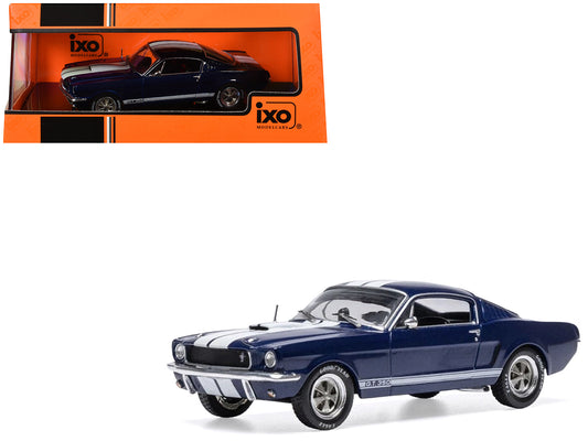 1965 Shelby GT350 Dark Blue Metallic with White Stripes 1/43 Diecast Model