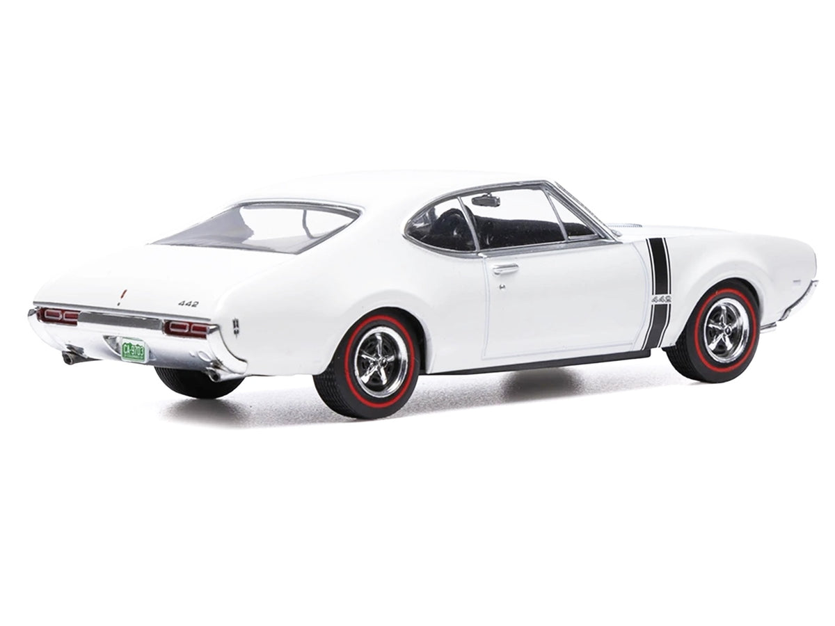 1970 Oldsmobile 442 W-30 Coupe White with Black Stripes 1/43 Diecast Model Car