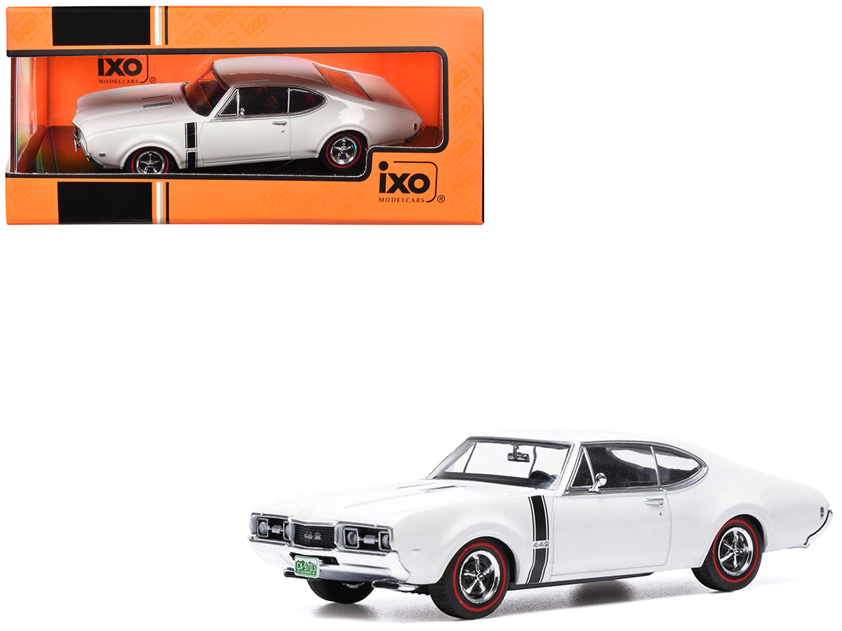1970 Oldsmobile 442 W-30 Coupe White with Black Stripes 1/43 Diecast Model Car