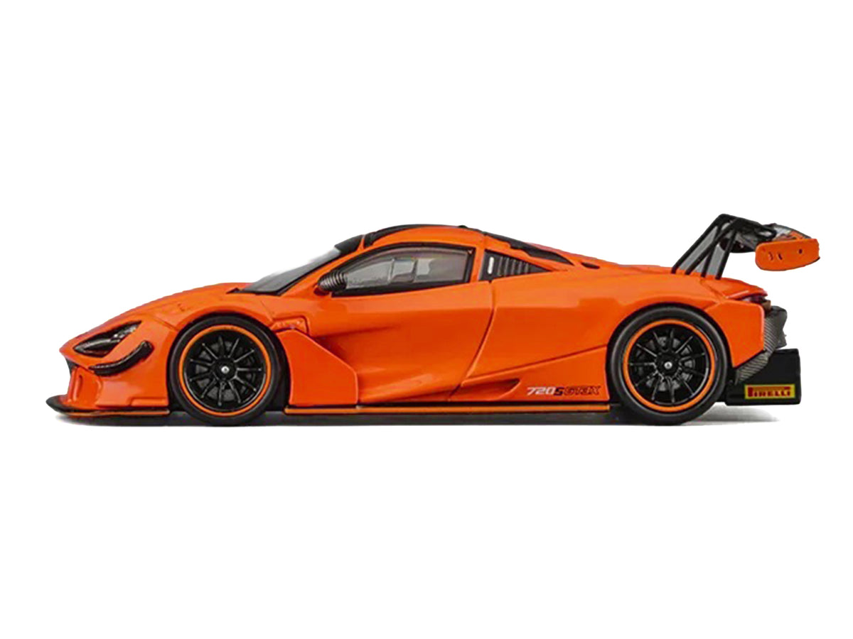 McLaren 720S GT3X Orange with Black Stripes 1/64 Diecast Model Car