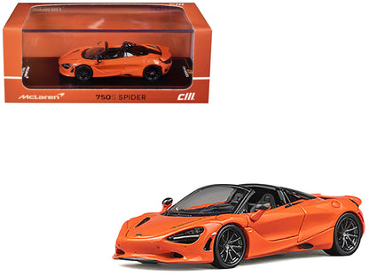 McLaren 750S Spider Orange with Black Accents 1/64 Diecast Model Car