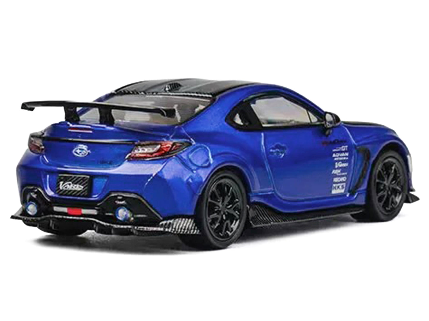 Subaru BRZ Varis Arising-1 RHD (Right Hand Drive) Blue Metallic with Carbon Hood and Top and Extra Wheels 1/64 Diecast Model Car