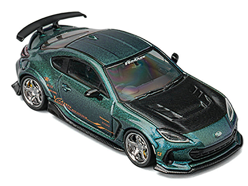 Subaru BRZ Varis Arising-1 RHD (Right Hand Drive) Magic Purple Metallic with Carbon Hood and Extra Wheels  1/64 Diecast Model Car