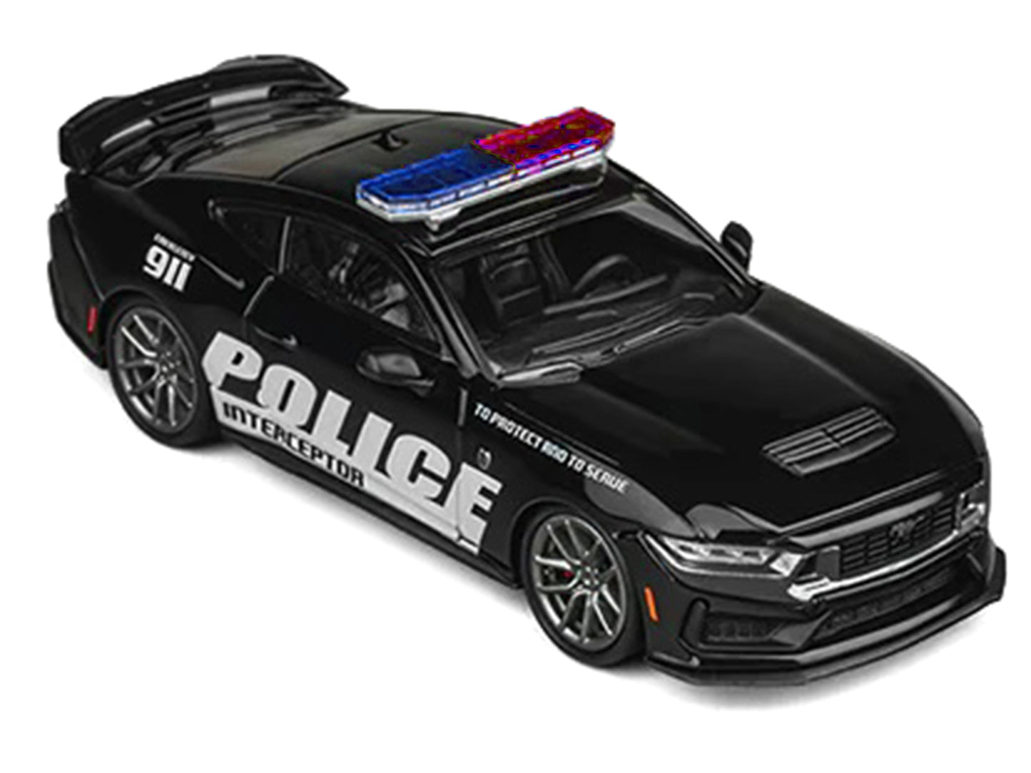 Ford Mustang Dark Horse "Police Interceptor" Black 1/64 Diecast Model Car