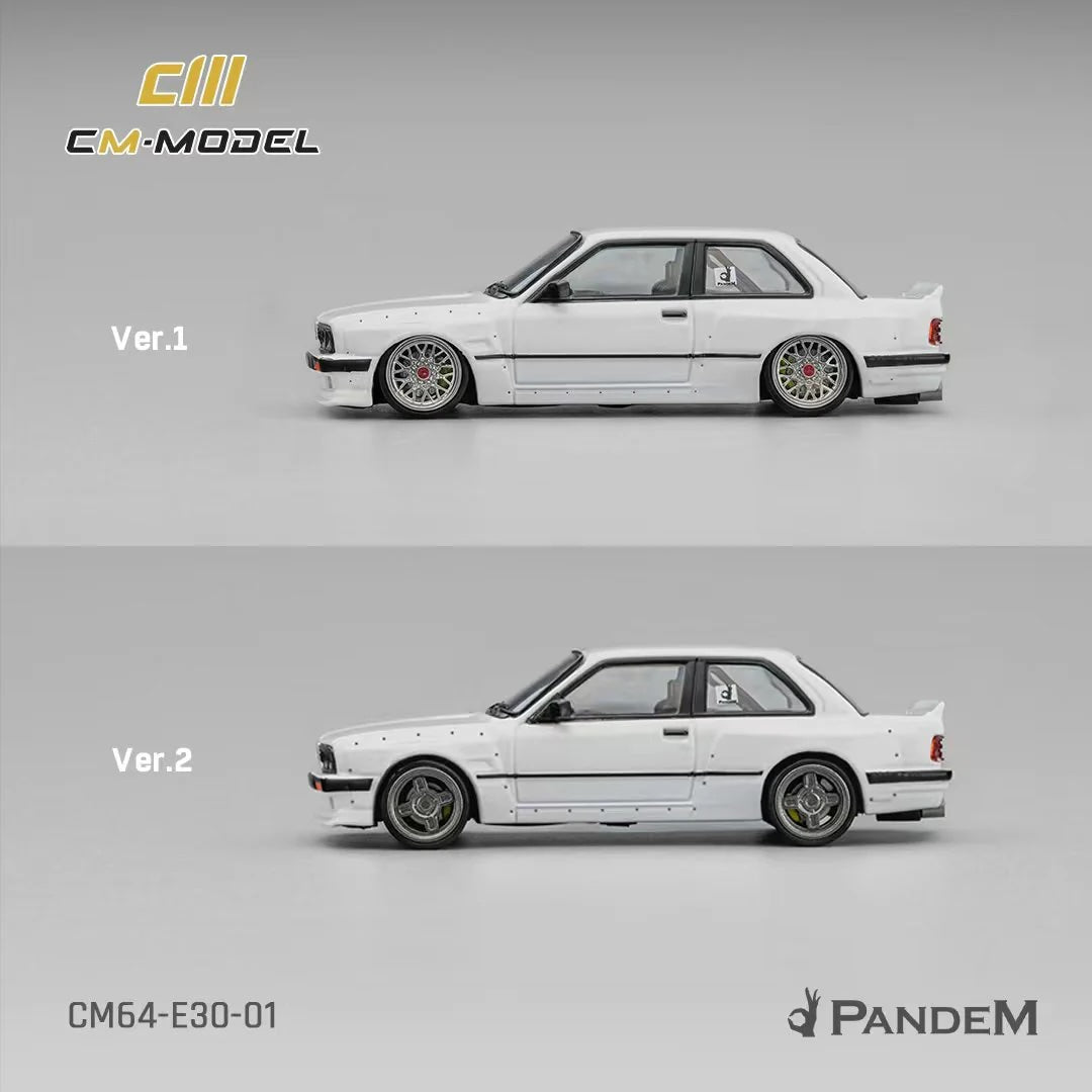 Pandem E30 V1 White with Extra Wheels 1/64 Diecast Model Car