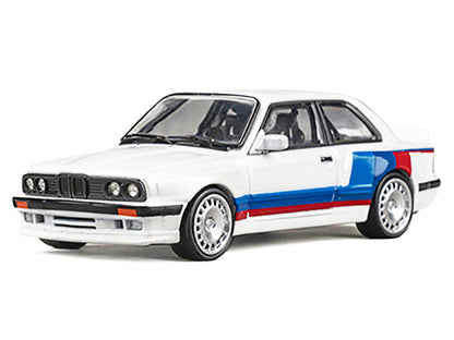 Pandem E30 V1 White with Stripes and Extra Wheels 1/64 Diecast Model Car