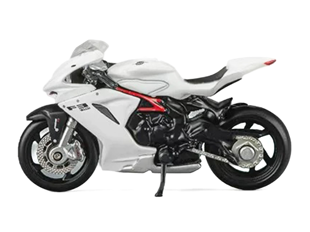 2022 MV Agusta F3 Rosso Motorcycle White with Figure 1/64 Diecast Model Car