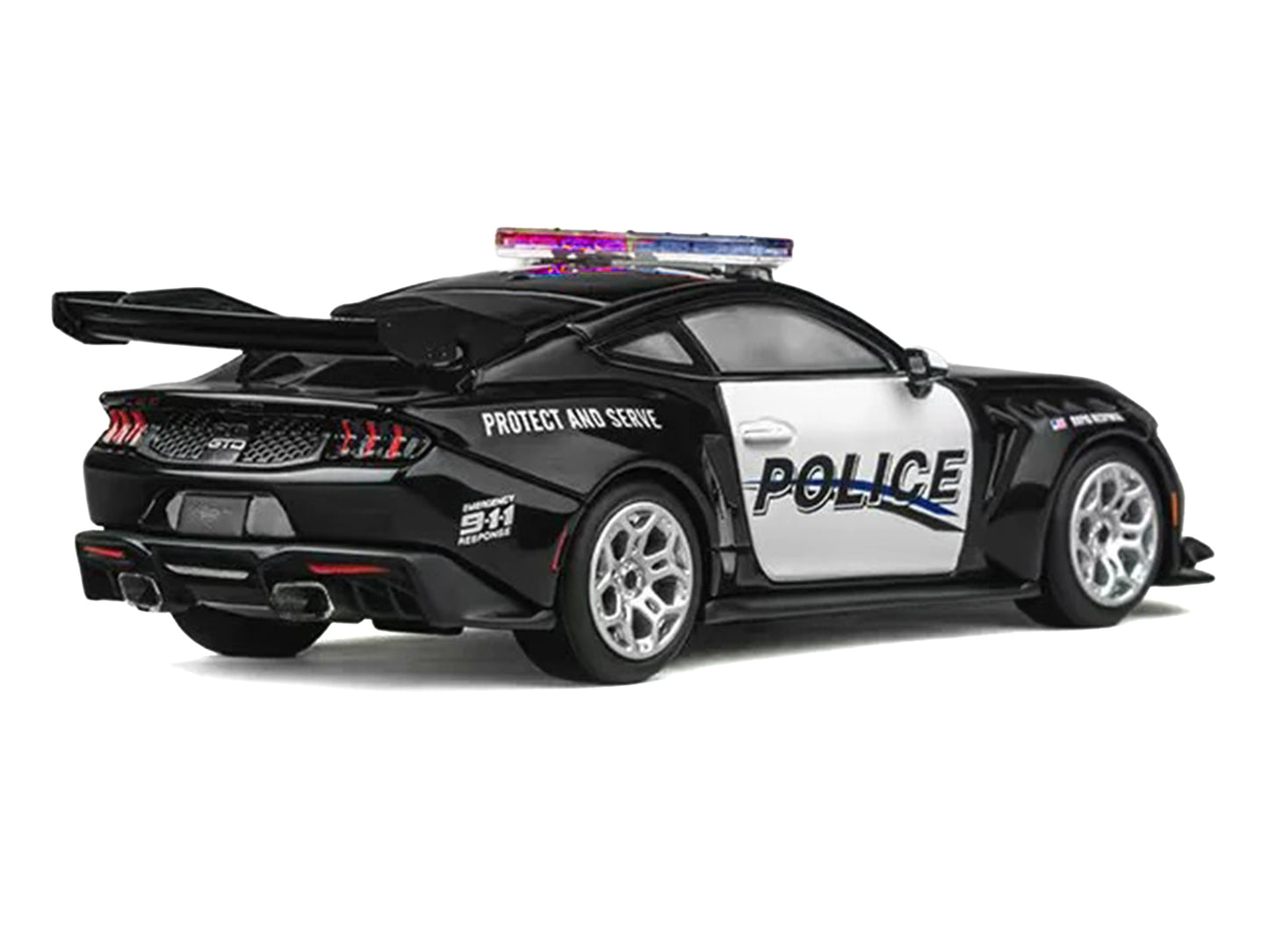 Ford Mustang GTD "Police" Black and White 1/64 Diecast Model Car