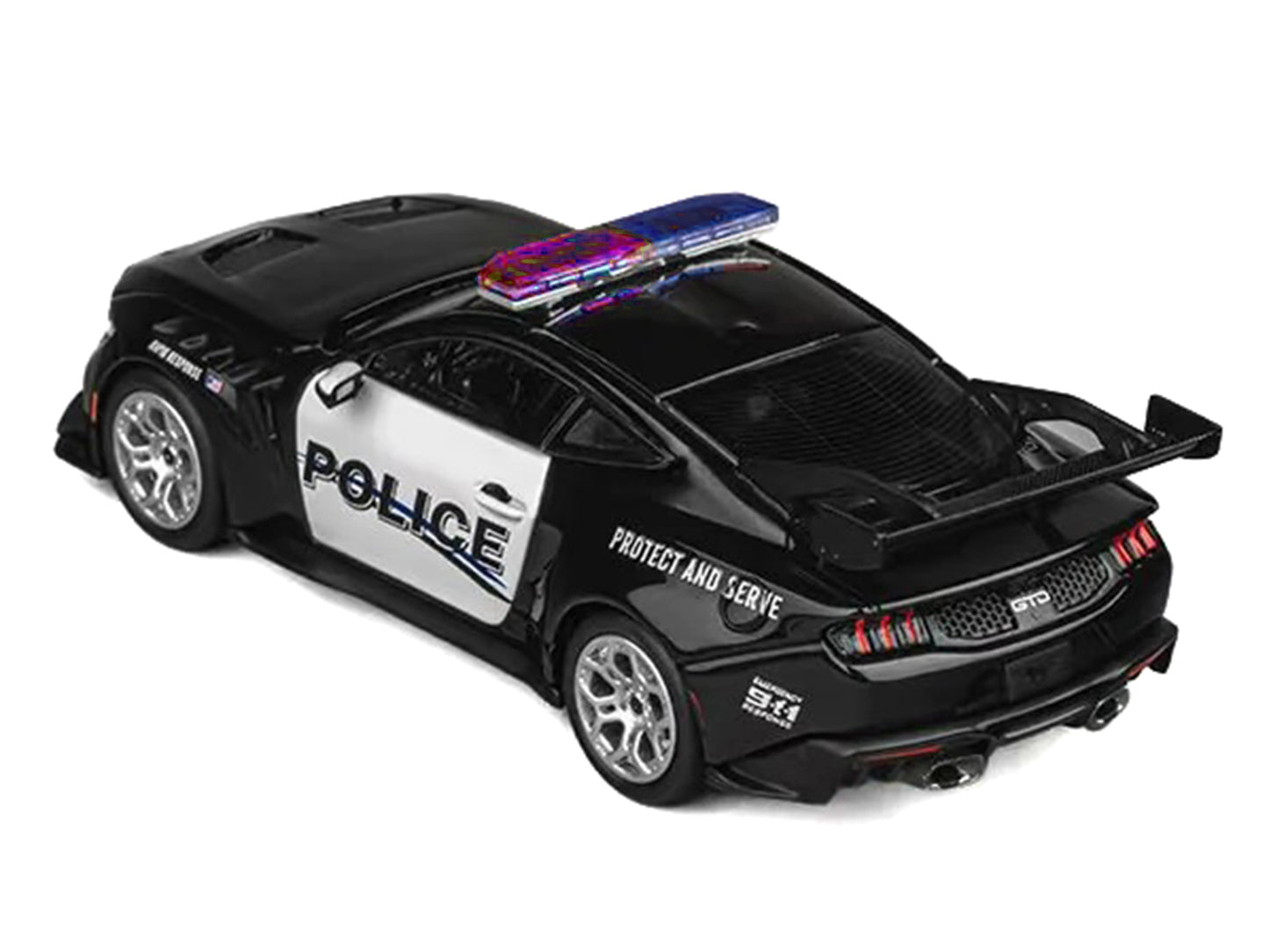 Ford Mustang GTD "Police" Black and White 1/64 Diecast Model Car