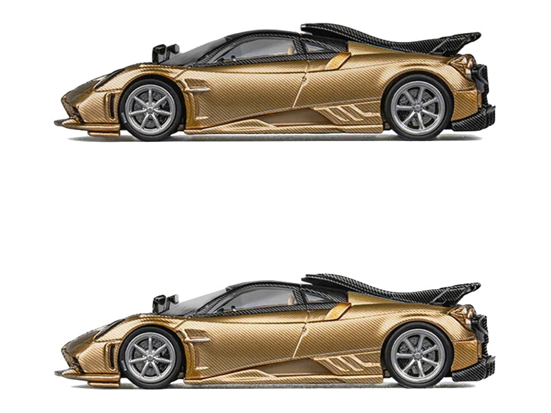 Pagani Imola Gold Carbon Metallic with Black Carbon Top with Extra Wheels 1/64 Diecast Model Car