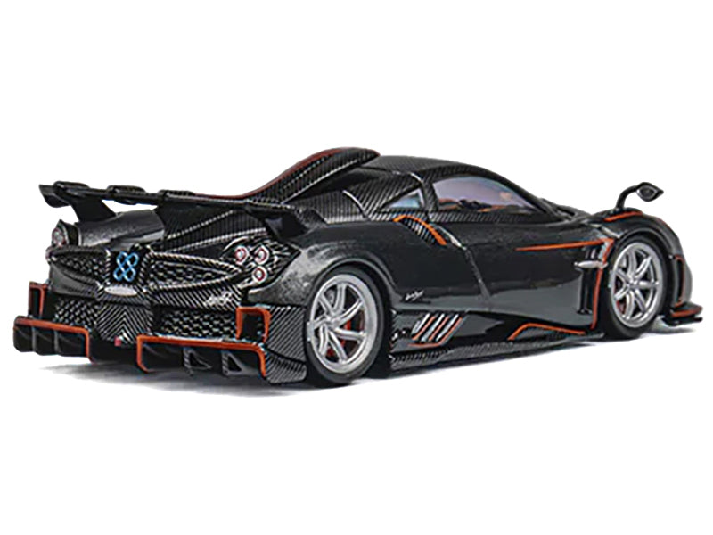 Pagani Imola Dark Gray Metallic with Carbon and Orange Accents with Extra Wheels 1/64 Diecast Model Car