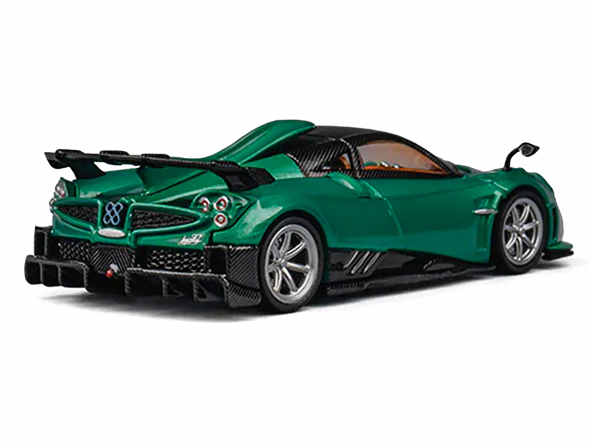 Pagani Imola Emerald Green Metallic with Carbon Top and Extra Wheels 1/64 Diecast Model Car