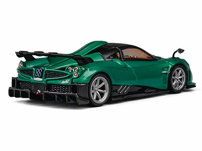 Pagani Imola Emerald Green Metallic with Carbon Top and Extra Wheels 1/64 Diecast Model Car