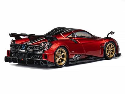 Pagani Imola Red Metallic with Carbon Top and Stripes with Extra Wheels 1/64 Diecast Model Car