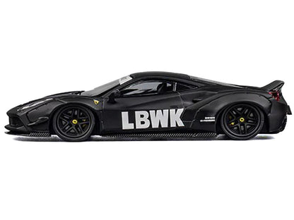 LB Works 488 "LBWK" Matt Black 1/64 Diecast Model Car
