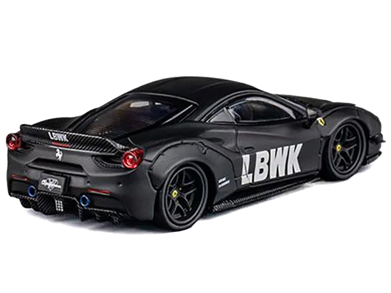 LB Works 488 "LBWK" Matt Black 1/64 Diecast Model Car