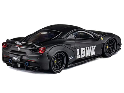 LB Works 488 "LBWK" Matt Black 1/64 Diecast Model Car