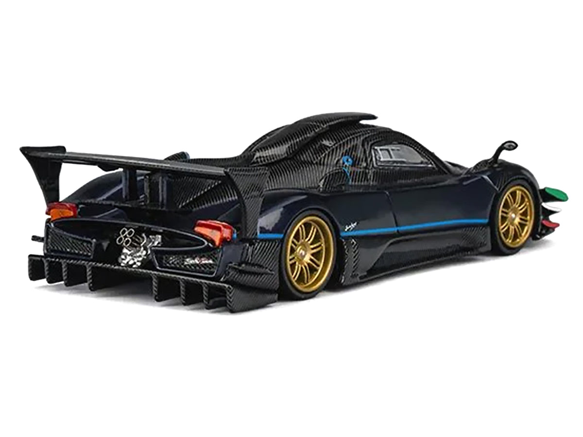 Pagani Zonda Revolucion Dark Blue Metallic and Carbon with Extra Wheels 1/64 Diecast Model Car
